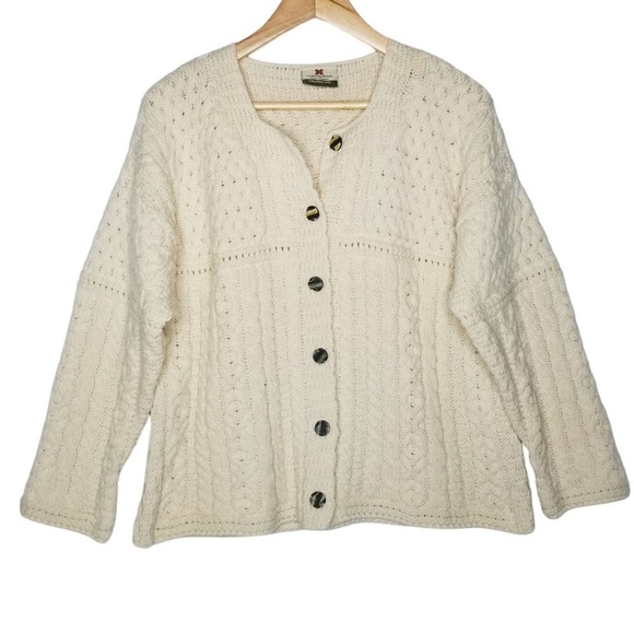 Carraig Donn Jackets & Blazers - Aran Woolen Mills Carraig Donn Hand Knit 100% Merino Wool Cable Sweater Jacket